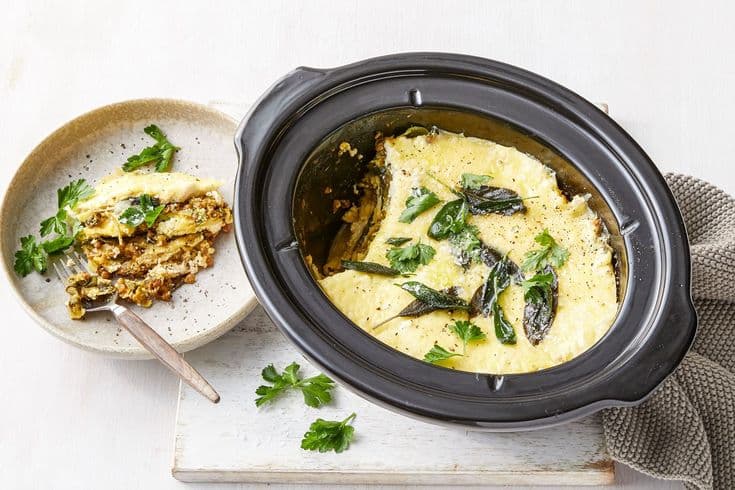 Vegetarian Slow Cooker Pumpkin and Spinach Lasagne recipe