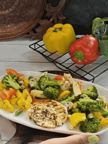 Sautéed Steamed Vegetables with Grilled Paneer recipe