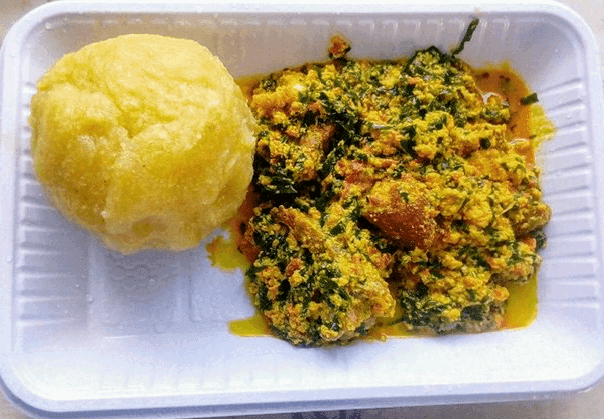 EGUSI SOUP AND YELLOW EBA recipe