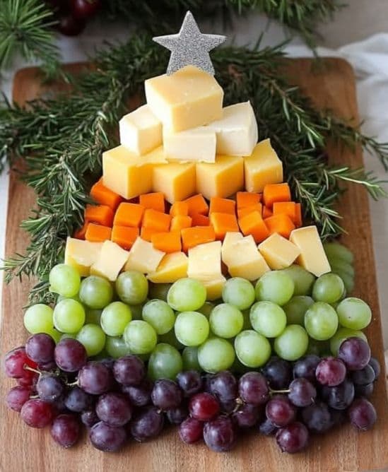 Christmas Tree Fruit and Cheese Platter recipe