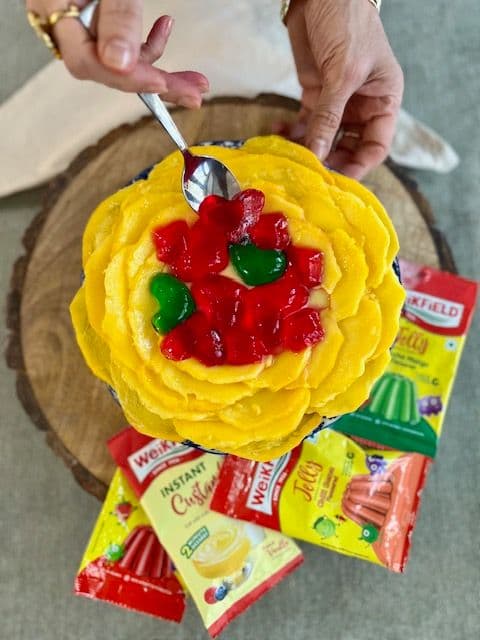 Custard Jelly Poke Cake recipe