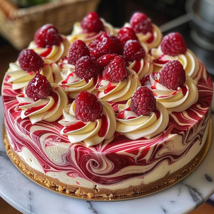 White Chocolate Raspberry Swirl Cheesecake recipe