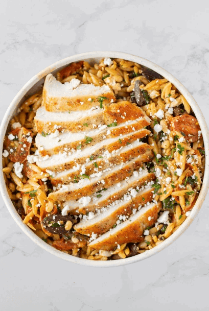 One-Pot Healthy Mediterranean Chicken with Orzo recipe