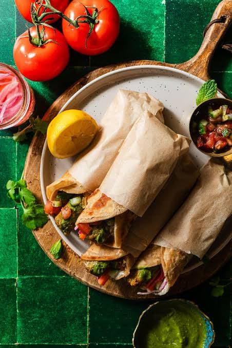 Veggies Seekh Kebab Wrap recipe