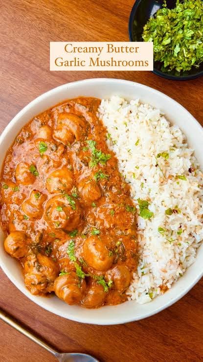 Creamy Butter Garlic Mushroom Rice Bowl recipe