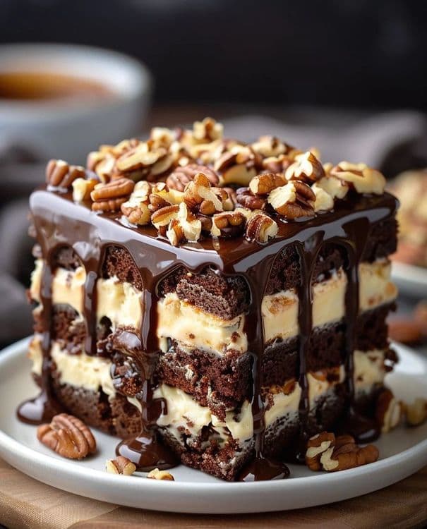 Chocolate Nut Crispy Double Layer Cheesecake recipe