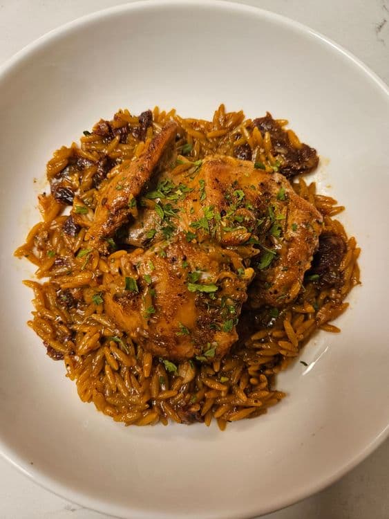 One Pan High Protein Marry Me Chicken & Orzo recipe