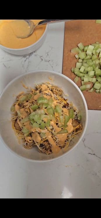 Buffalo Chicken Tater Tot Bowl recipe