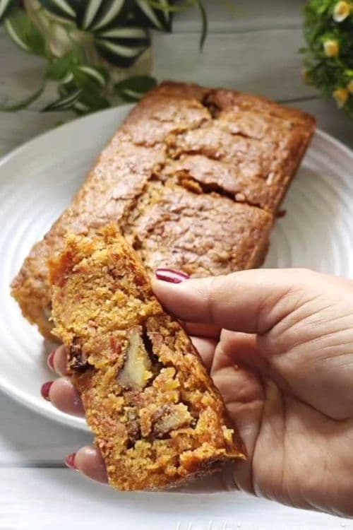 Eggless Carrot Walnut Cake recipe