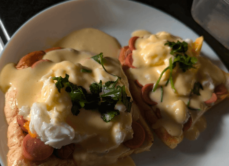 Halal Egg Benedict with Desi Touch recipe