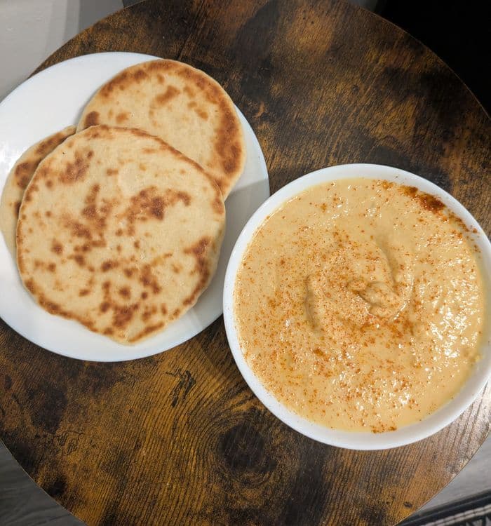 Homemade Pita Bread and Hummus without Tahini recipe