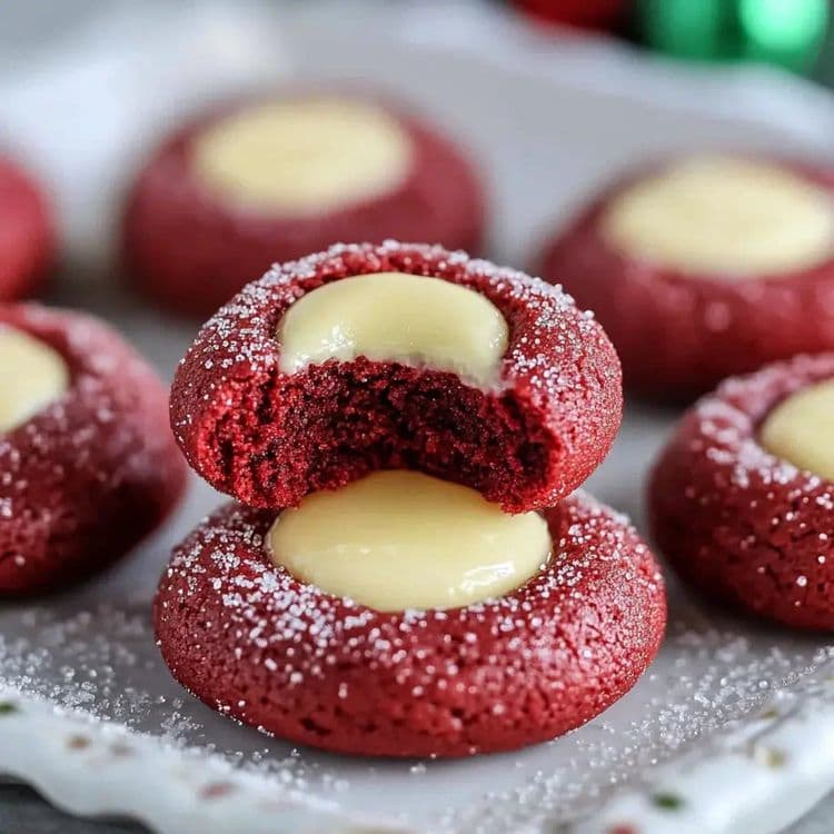 Red Velvet Thumbprint Cookies recipe