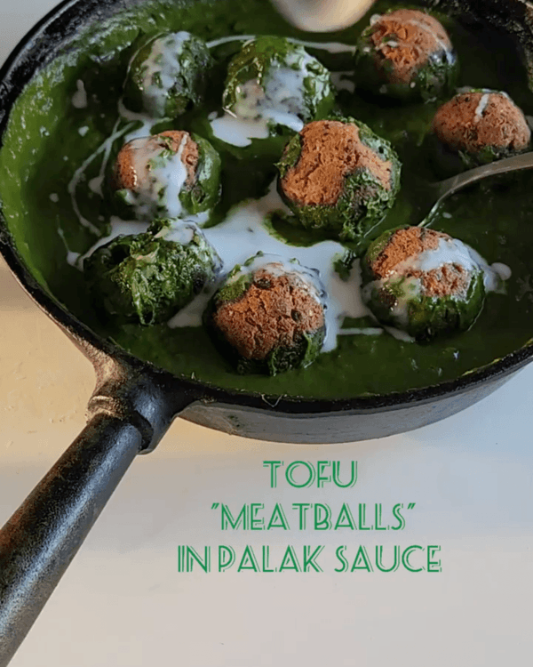 Tofu Meatballs in Palak Sauce recipe