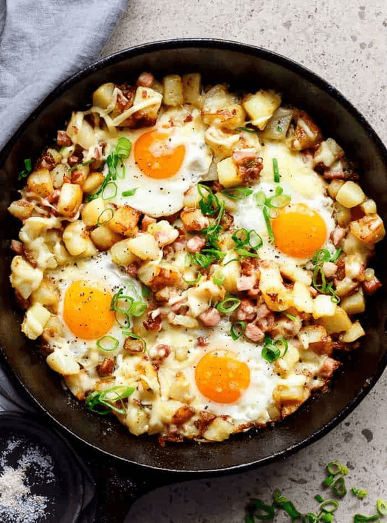 Potato and Bacon Hash with Eggs recipe