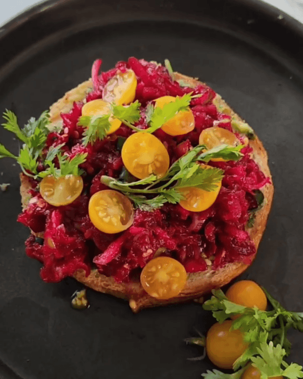 Beet and Apple Relish Toasts recipe