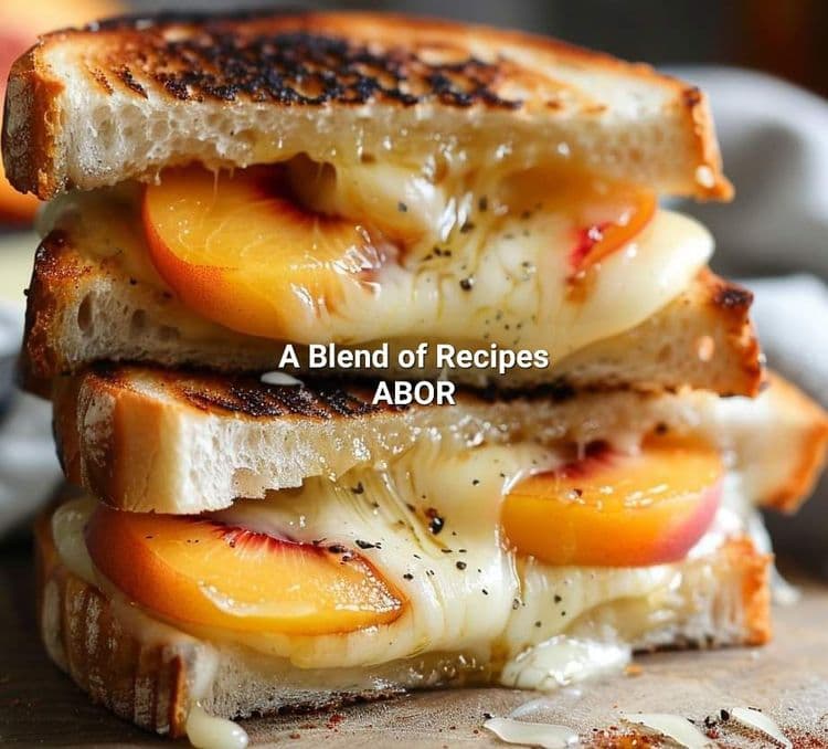 Honey Peach White Cheddar Grilled Cheese 🧀❤️ recipe