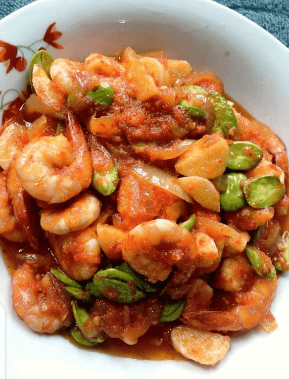 Shrimp Sambal with Petai and Potatoes recipe