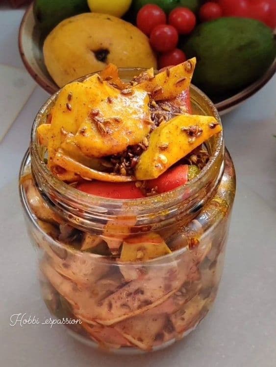 Aam Hari Mirch ka Achaar (Mango Chilli Pickle) recipe