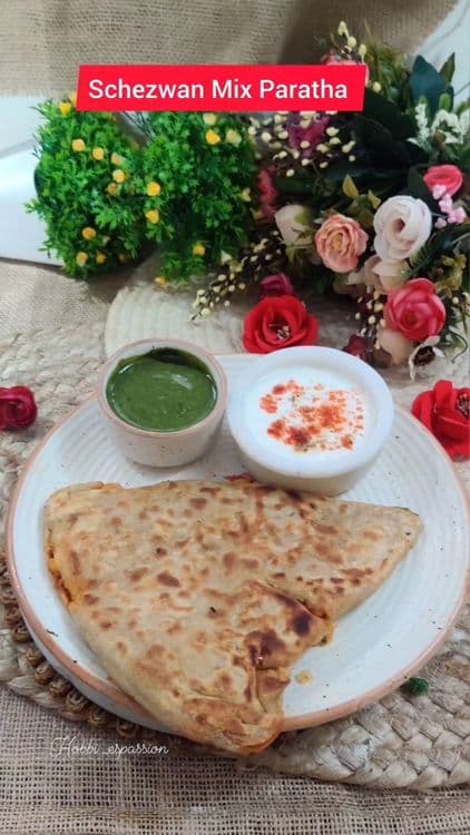 Schezwan Mix Veg Paratha recipe