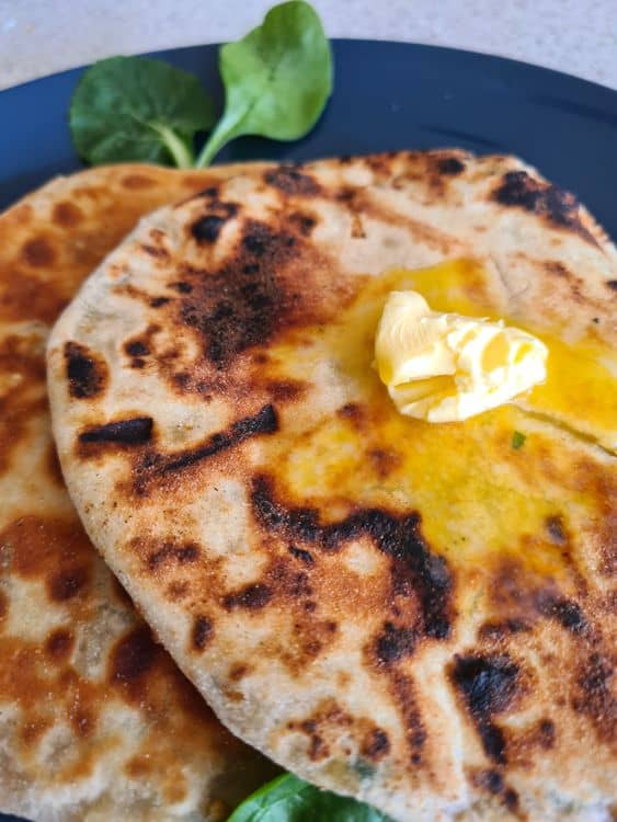 Stuffed Spinach Potato Naan recipe